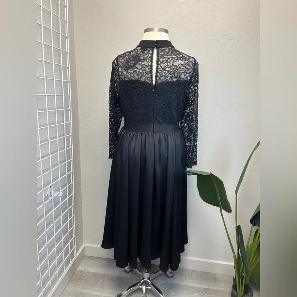 Torrid Black Lace Mock Neck Skater Midi Dress - New - Size 2 (18/20)